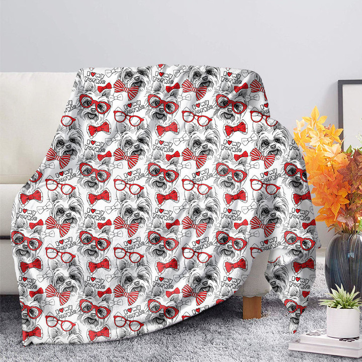 Lovely Yorkshire Terrier Pattern Print Blanket