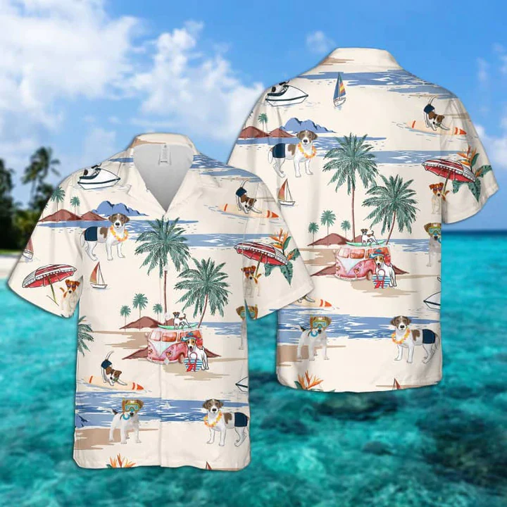 Jack Russell Terrier Summer Beach Hawaiian Shirt, Hawaiian Shirts for Men Women Short Sleeve Aloha Beach Shirt