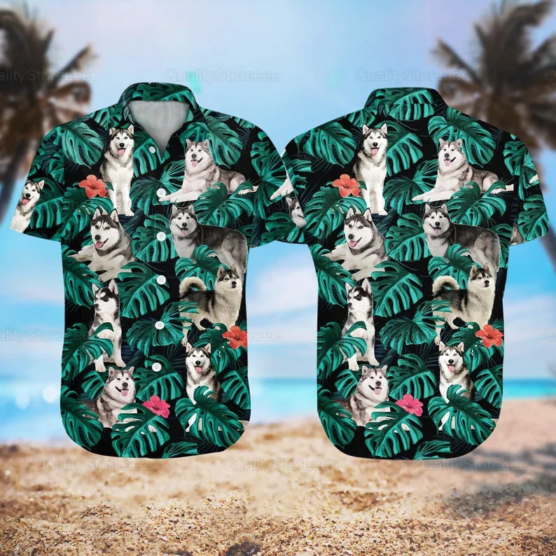 Husky Hawaii Shirt, Husky Shirts, Shirt For Men, Hawaiian Shirts
