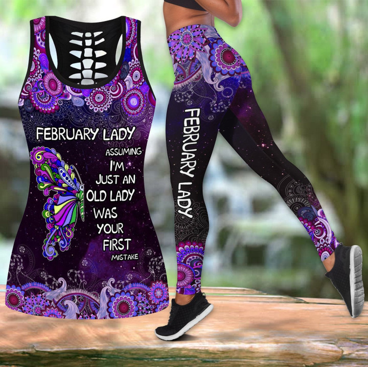 February Lady-Combo Hollow Tank Top & Legging Set Printed 3D Sport Yoga Fitness Gym Women DQB08222013S