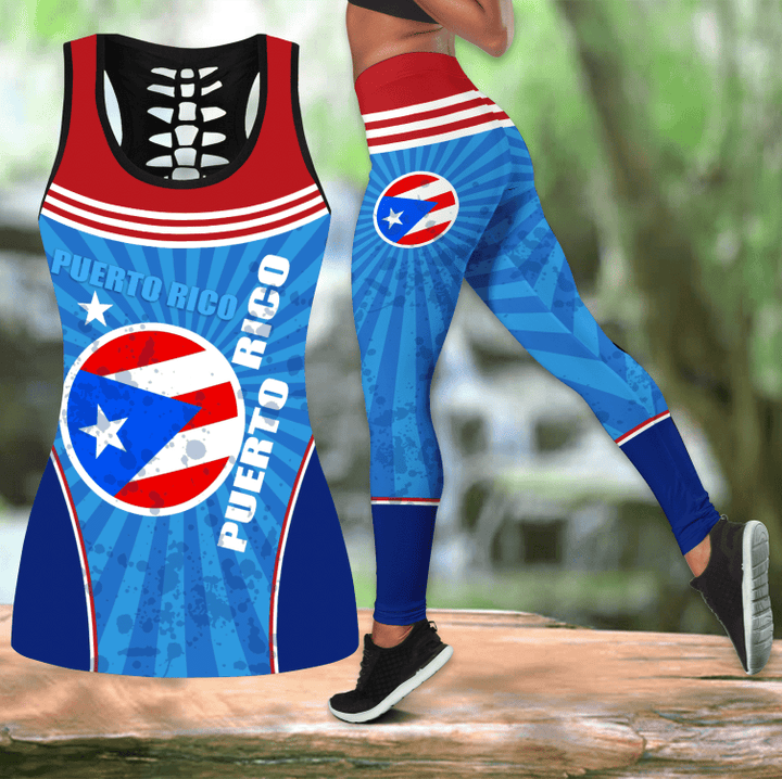 Personalized Name Puerto Rico 3D Combo Tank top and Legging