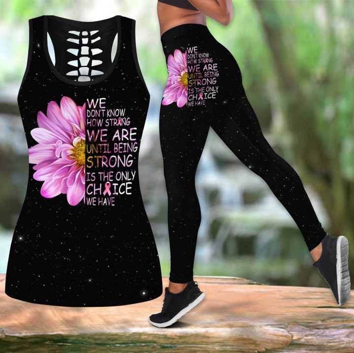 Breast Cancer Combo Hollow Tank Top & Legging Set Printed 3D Sport Yoga Fitness Gym Women DQB07252004