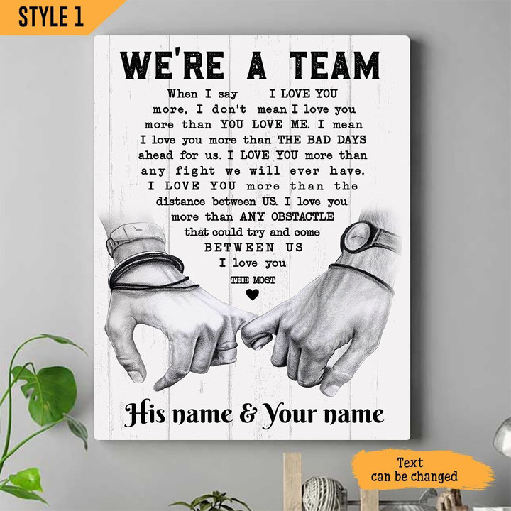 We Are Team Wedding Anniversary Gift Wall Art Vertical Poster Canvas Framed Print