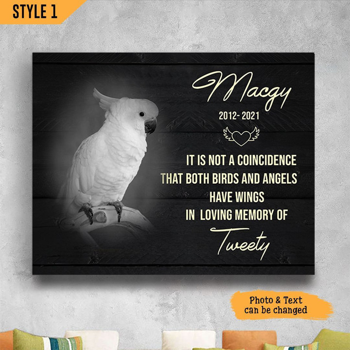 Personalized Bird Memorial Gift Wall Art Horizontal Poster Canvas Framed Print