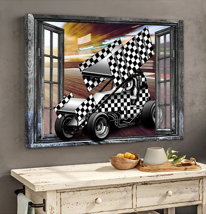 Window view-Dirt track racing Poster & Matte Canvas DIK21022501-DID21022501