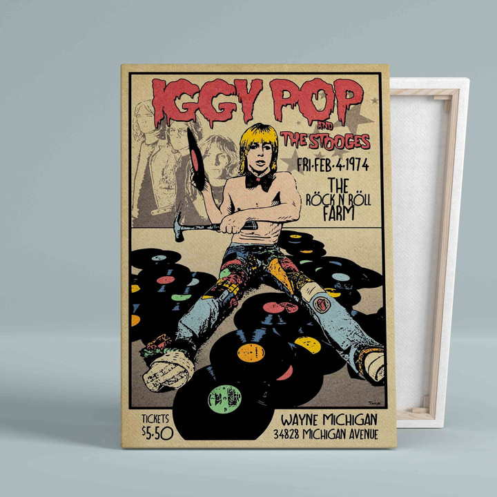 Iggy Pop And The Stooges 1974 Tour Canvas, Music Canvas, Music Poster Canvas