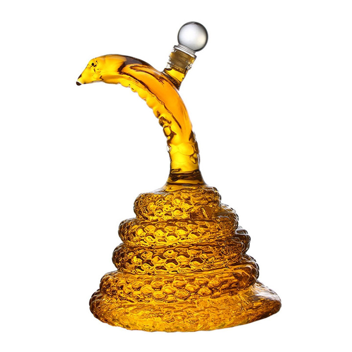 CLEAR SNAKE SHAPED WHINE DECANTER
