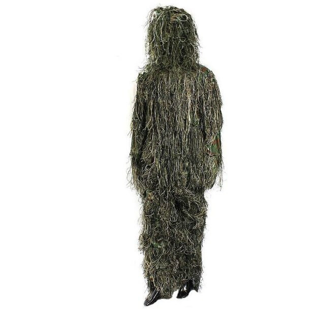 Ghillie Suit, 3D Camouflage Hunting Apparel Including Jacket, Pants, Hood, Carry Bag, Camo Hunting Clothes for Men, Hunters, Military, Sniper Airsoft, Paintball