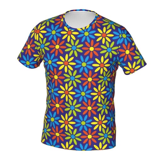 Hippie Flower Power T-Shirt Peace Colorful 60s Retro Man Hippie T Shirts Summer Graphic Tees Short-Sleeved Kawaii Clothing Gift