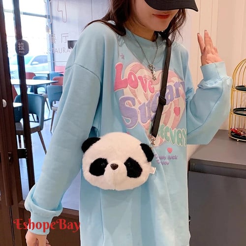 Panda Backpack - One Shoulder Diagonal Messenger Bag - Wallet Cartoon Plush Doll Stuffed Animals Toy - Coin Purse - Kids Birthday Gift