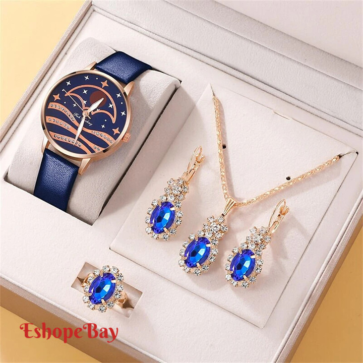 5-Piece Women's Fashion Quartz Watch Set, Moon Dial Luxury Brand Design, Simple Ladies Watches Collection, Stylish Timepieces for Women, Quartz Movement Wristwatches, Moon Phase Dial Watches, Elegant Women's Watch Set, Fashionable Ladies Accessories, Affordable Quartz Watch Bundle, Versatile Watch Set for Women,  5-piece women's fashion watch set, Moon dial luxury brand design, Simple ladies watches collection, Stylish timepieces for women, Quartz movement wristwatches, Moon phase dial watches, Elegant women's watch set, Fashionable ladies accessories, Affordable quartz watch bundle, Versatile watch set for women