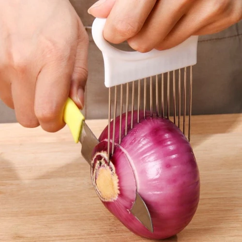 Stainless Steel Onion Needle Fork Vegetable Fruit Slicer Tomato Cutter Cutting Holder Kitchen Accessorie Tool