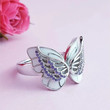 On The Wings Of Butterflies Sterling Silver Angel Ring