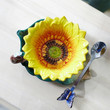 3D Handmade and Hand-painted Sunflower and Leaf Design Tea Mug