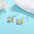 Silver Sunflower Heart Earrings for Women - 925 Sterling Silver Sunflower