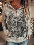 Owl Hoodies Women Fashion Oversized Sweatshirt