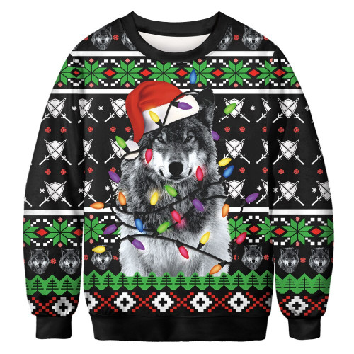 Men Women Wolf Ugly Christmas Sweaters