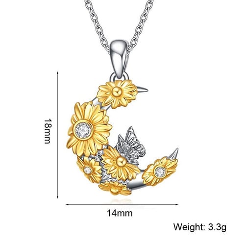 Rose Valley Sunflower Pendant Necklace for Women Moon Pendants Fashion Jewelry Girls