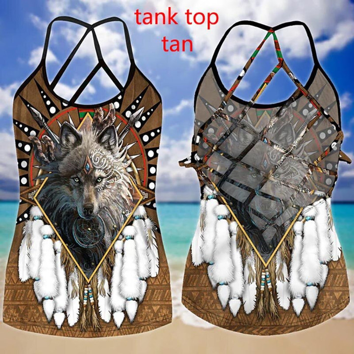 Native Wolf Tank Top & Leggings Set