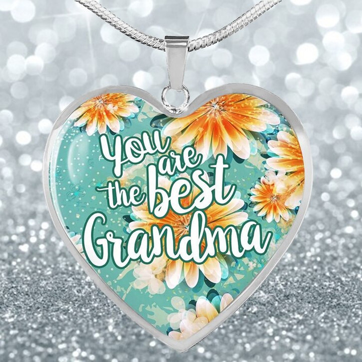 To My Grandma Heart Pendant Necklace with Letter You Are The Best Grandma Family Birthday Christmas Gift Jewelry Accessories