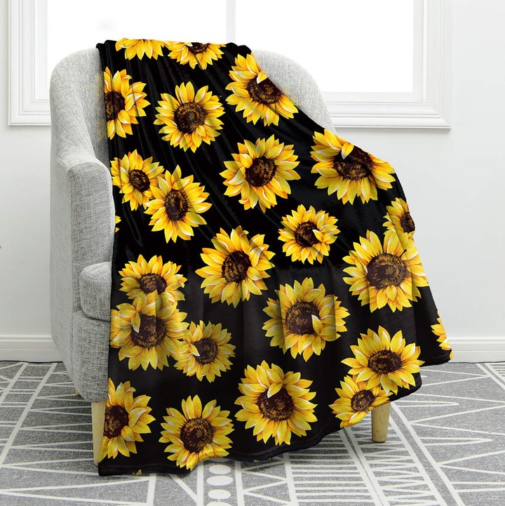Sunflower Throw Blanket for Bed Sofa Couch Fleece Blankets