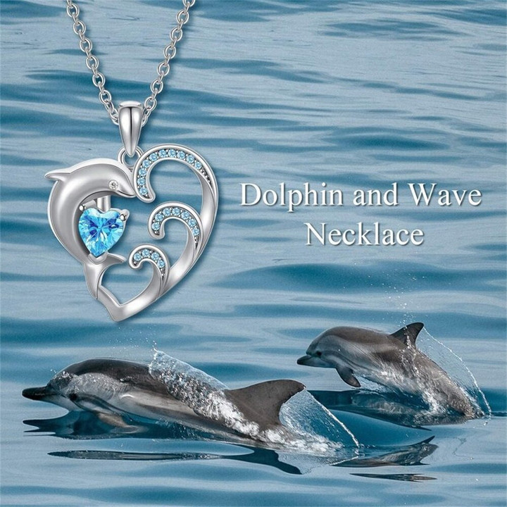 Exquisite Heart Shaped Dolphin Blue Crystal Wave