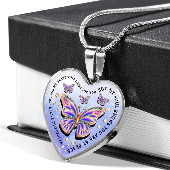 COLORFUL BUTTERFLY HEART SHAPE PENDANT NECKLACE