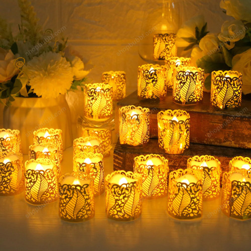 Flameless Tea Light Candles Battery Operated Paper Lampshade
