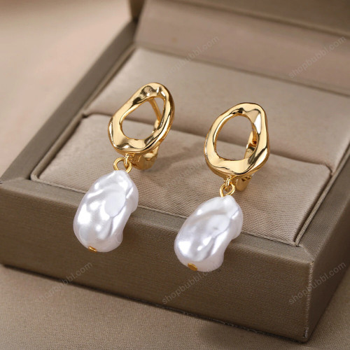 Pearl Drop Dangle Earrings For Women Vintage Wedding Party Jewelry