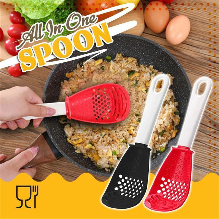 This is a Discount for you - Multifunctional Kitchen Cooking Spoon Heat-resistant Hanging Hole Innovative Potato Garlic Press Colander Innovative kitchen
