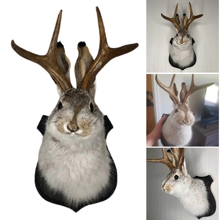 This is a Discount for you - Jackalope Wall Decor the Latest Legend of Antlers Resin Hanging Wall Art Simulation Animal Head Specimen for Home Decorations