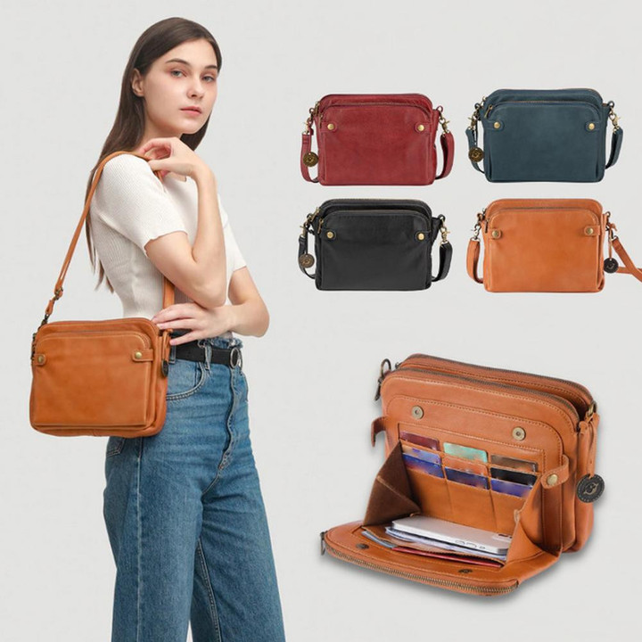 This is a discount for you - Women's Three-Layer PU Leather Crossbody Shoulder Bag, Ladies Zip Satchel Bags Sling Bag Clutches Crossbody Purse Handbag
