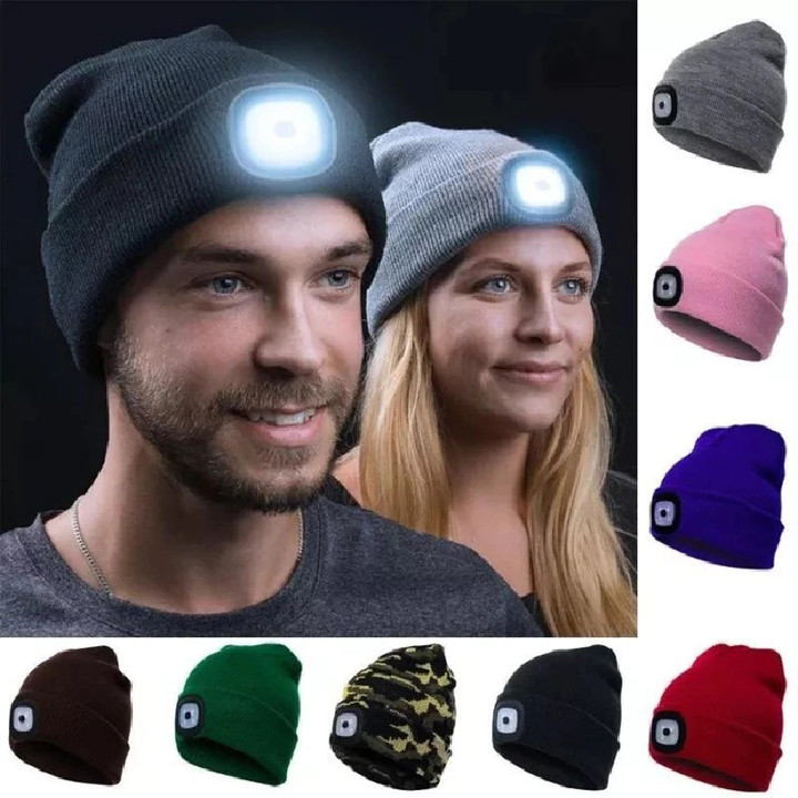 This is a Discount for you - Beanies For Man Solid Knitted Hat With LED Lighting Hip-Hop Style Berets Portable Warm Woolen Bonnets For Woman Wholesale