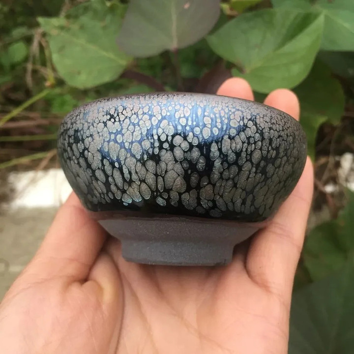 Handmade tea bowl with oilspot glaze Small Tenmoku Tea Cup