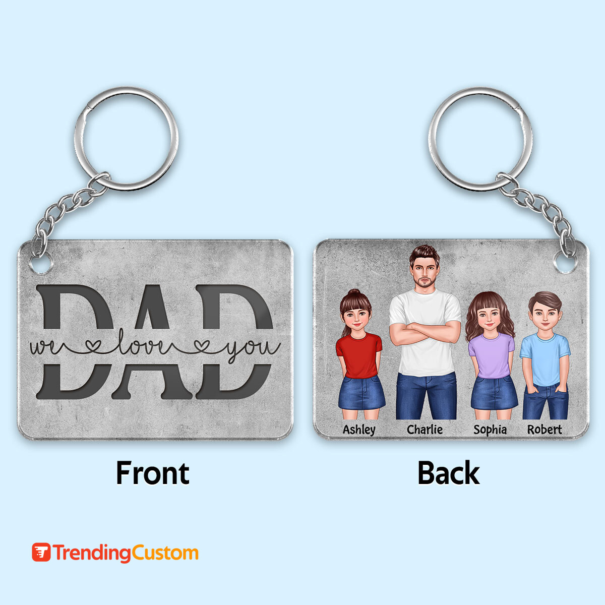 TRENDINGCUSTOM Dad And Kids Standing Front View Personalized Acrylic K ...