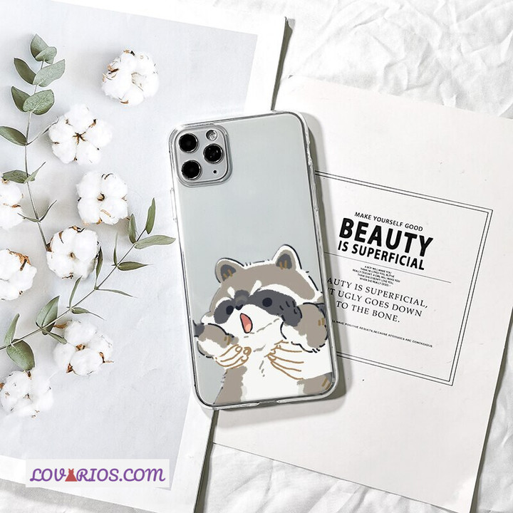 Silicone Cute Raccoon Kawaii Soft For Apple iPhone 11 12 13 Pro Max Mini Phone Case For iPhone 6 7 8 Plus XR XS MAX Back Cover