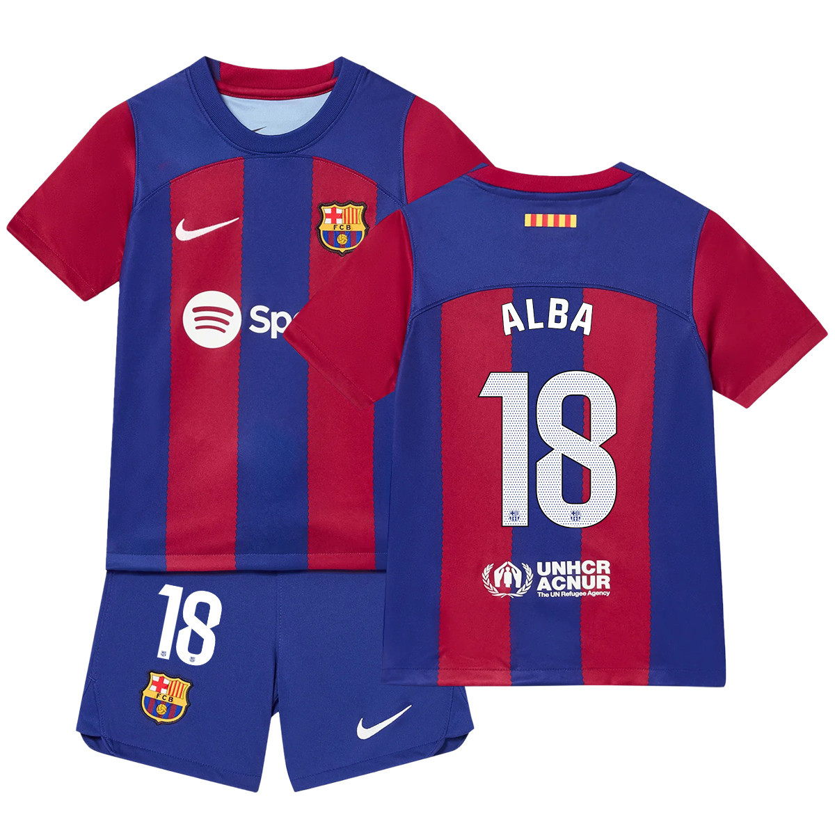 Jordi Alba 18 Barcelona Home Kit 2023-24 Youth Jersey - Blue/Scarlet ...