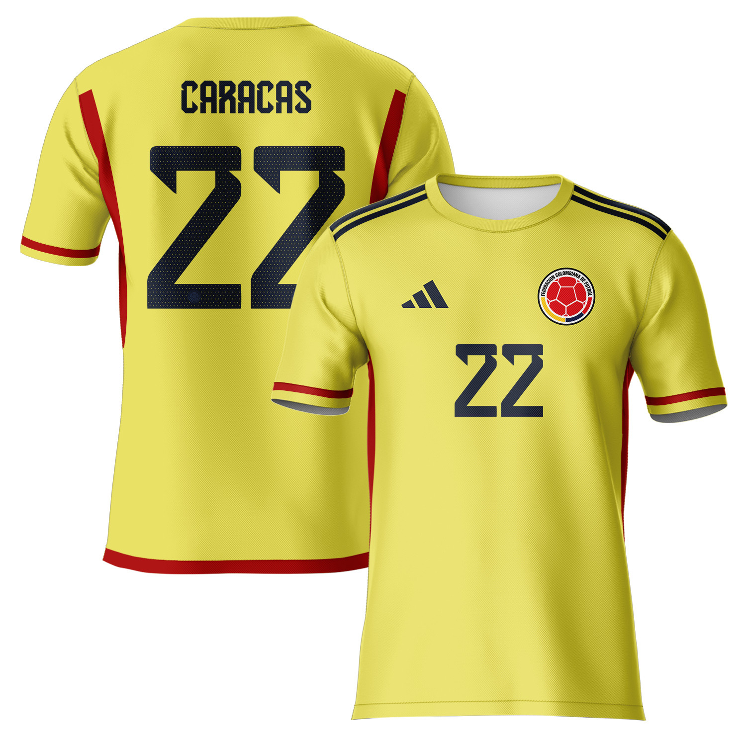 Daniela Caracas 22 Colombia 2023 Men Home Jersey - Yellow - All Over P ...