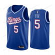 Men's Sacrato Kings De'aaron Fox 5 Blue Throwback Jersey