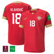 Serbia National Team FIFA World Cup Qatar 2022 Dušan Vlahović 18 - Home Youth Jersey With Patch