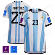 Argentina National Team FIFA World Cup Qatar 2022 Patch Emiliano Martínez 23 Home Women Jersey