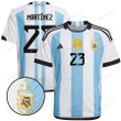 Argentina Champions Three Stars Emiliano Martínez 23 Youth Home Jersey