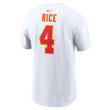 Rashee Rice 4 Kansas City Chiefs Super Bowl LVIII Patch T-Shirt - White
