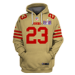 Christian McCaffrey 23 San Francisco 49ers Super Bowl LVIII All Over Printed Pullover Hoodie - Gold