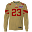 Christian McCaffrey 23 San Francisco 49ers Super Bowl LVIII 3D Long Sleeve - Gold