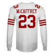 Christian McCaffrey 23 San Francisco 49ers Super Bowl LVIII 3D Long Sleeve - White