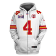 Rashee Rice 4 Kansas City Chiefs Super Bowl LVIII 3D Printed Zip Hoodie - White