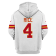 Rashee Rice 4 Kansas City Chiefs Super Bowl LVIII 3D Printed Zip Hoodie - White