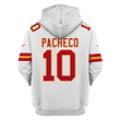 Isiah Pacheco 10 Kansas City Chiefs Super Bowl LVIII 3D Printed Zip Hoodie - White