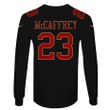 Christian McCaffrey 23 San Francisco 49ers Super Bowl LVIII Limited 3D Long Sleeve - Black
